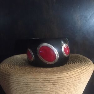 Wood and Sterling Silver Cuff Bracelet.
